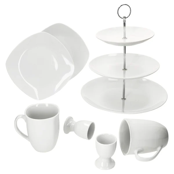 Null 5tlg Set Weihnachtszauber Frühstücks-Set – 1x Etagere, 2x Kaffeebecher 37cl & 2x Gebäckteller 20 Cm 3