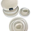 Tafelservice Geschirrset Kombiservice Frühstücksteller Speiseteller Porzellan 6 Personen Sand Beige Braun Elfenbein 24er Set Bonna Luca Salmon 23