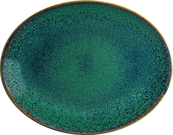 2x Servierplatten Speiseteller Porzellan Geschirr Oval Türkis Blau Braun Bonna Madera Mint Moove 31×24 Cm 5