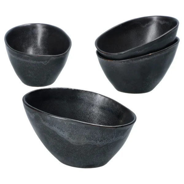 Null 4er Set Manhattan Snack- & Dip-Schälchen Schwarz Oval – 24322655 1