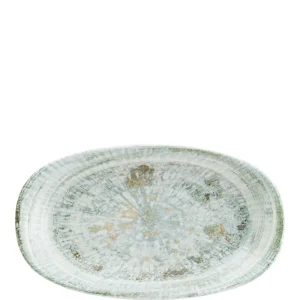 6x Servierplatten Speiseteller Porzellan Geschirr Grün Weiß Bonna Odette Olive Gourmet Platte Oval 24x14cm Kantenschutz 11