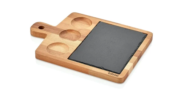 Null Schäfer Bambus Holz Servierplatte 30 X 25 X 1,8 Cm Mit 3 Fächern Brett Steakteller Frühstücksbrett 3