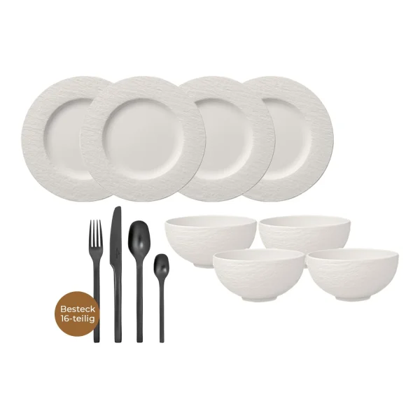 Villeroy & Boch Manufacture Rock Tafelservice Mit Besteck 24-teilig Schwarz 3